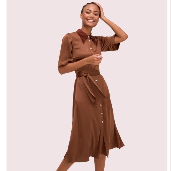 kate spade Dresses & Skirts - Kate Spade Satin Smocked Back Shirtdress